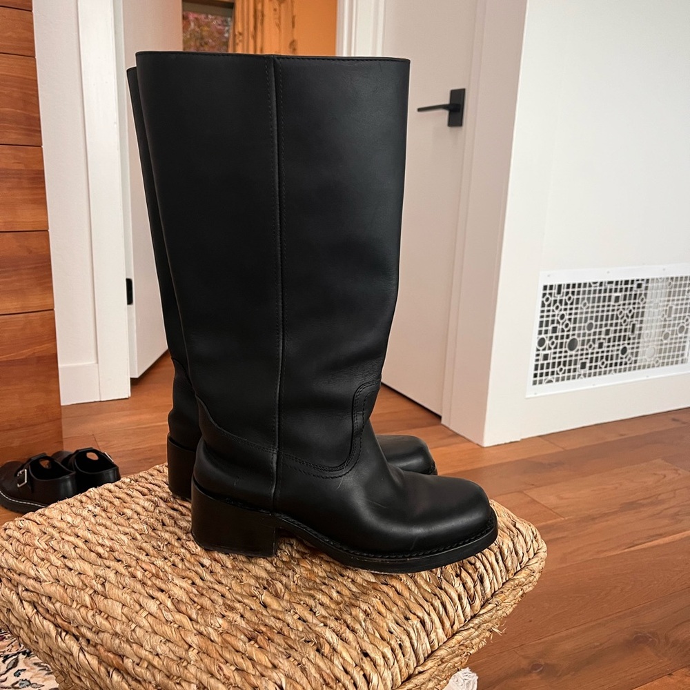 Black Leather Knee-High Boots